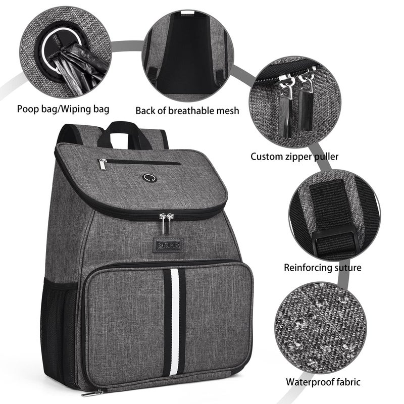 BAGLHERä¸¨Dog Travel Bag, Airline Approved Pet Supplies Backpack, Dog Travel Backpack Accessories Set with 2 Silicone Collapsible Bowls and 2 Food Baskets, Gray - Image 5